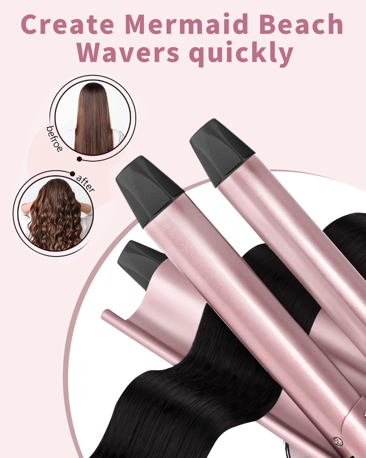 6 in 1 Curling Iron - 0.35"-0.75"-1"-1"-1.25"-1.5"