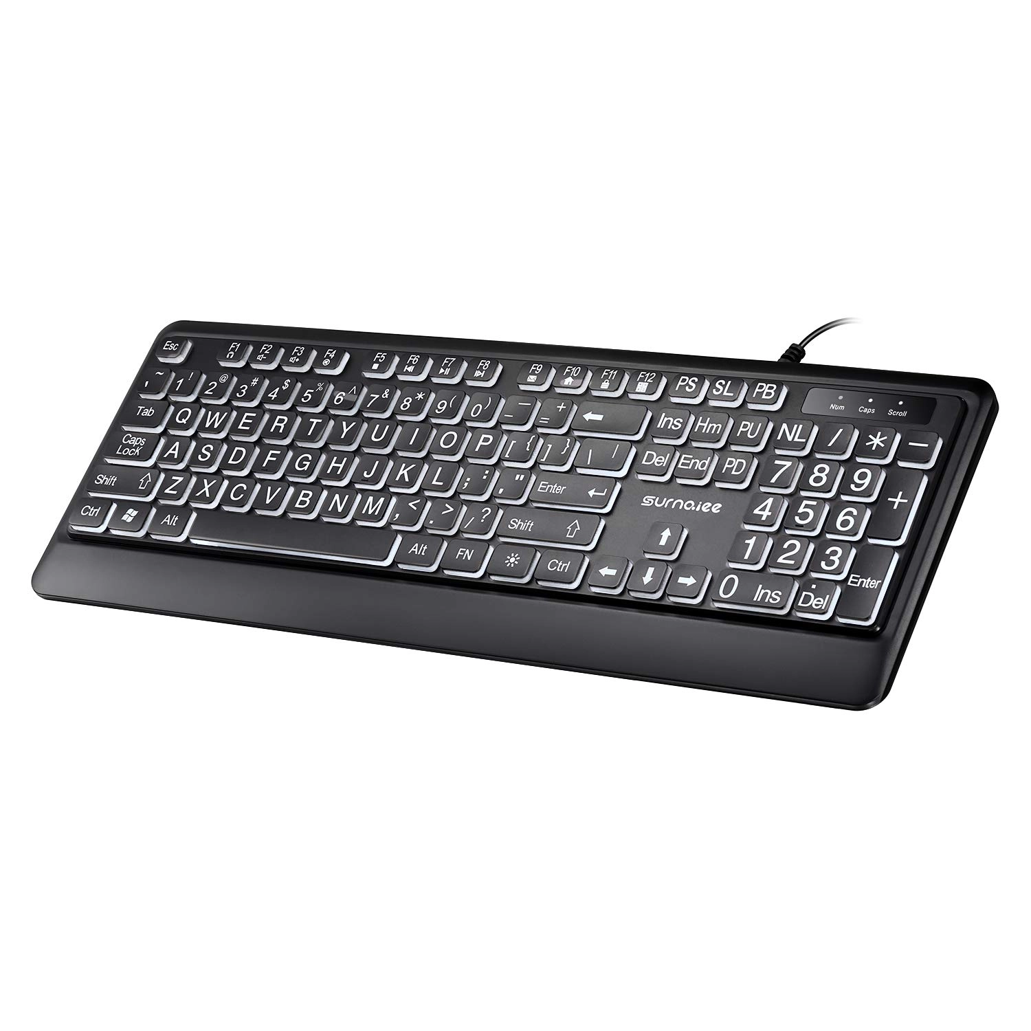 SurnQiee Large Font Print USB LED Backlit Keyboard - QWERTY Wired