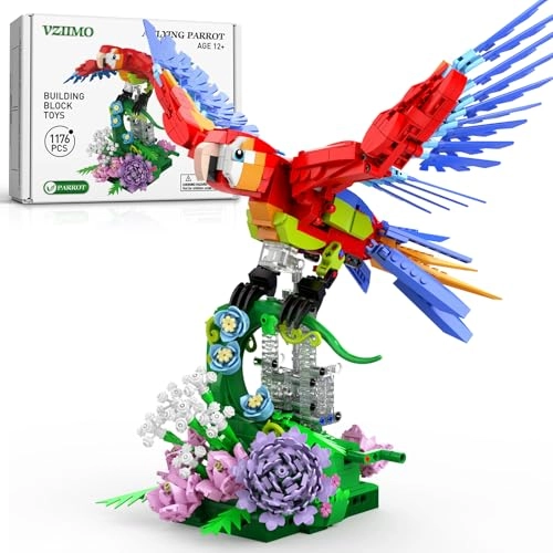 Parrot Building Set - 1176 pieces Rotating Flower Base