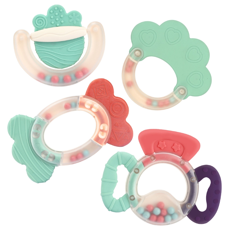 Silicone Baby Teether And Rattle Set