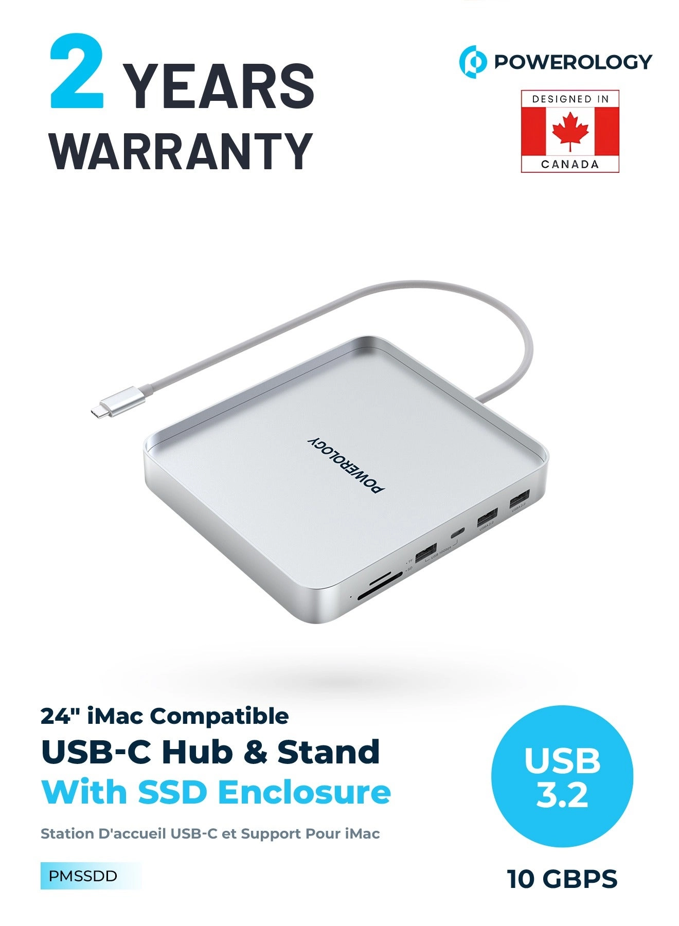 Powerology PMSSDD - 24” iMac Compatible USB-C Hub SSD Enclosure 10GBPS