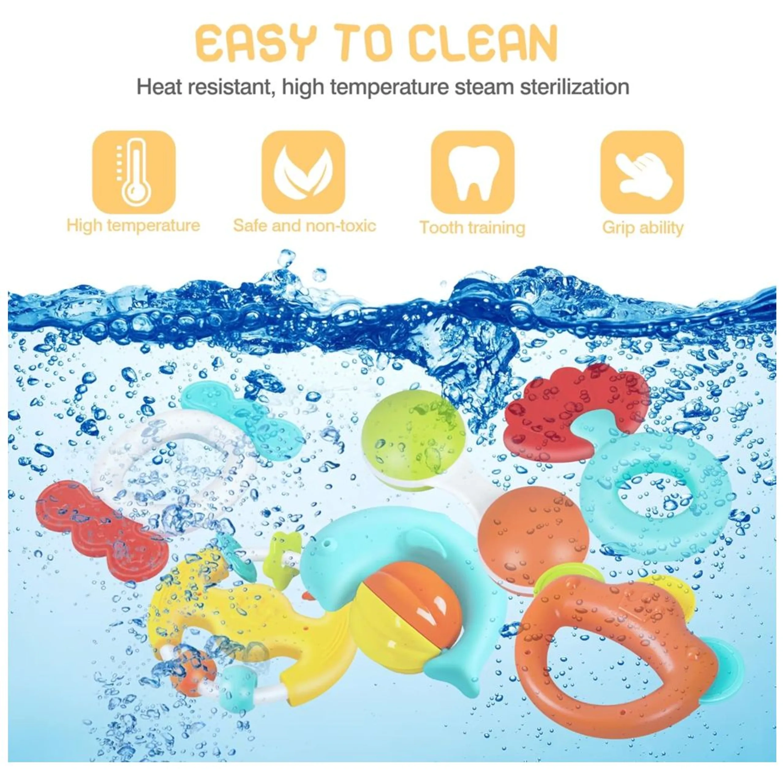 Baby Rattles & Teether Sensory - Suitable for 3 months & above Multicolor 12pcs Set
