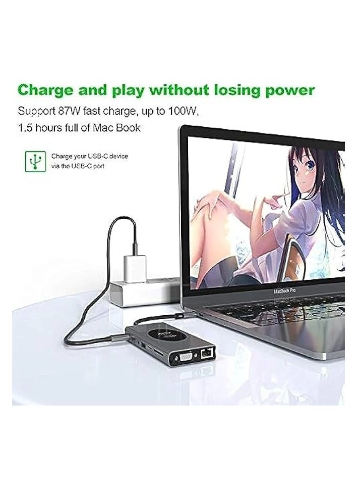 USB C Hub - Gigabit Ethernet Wireless Charging 4K HDMI