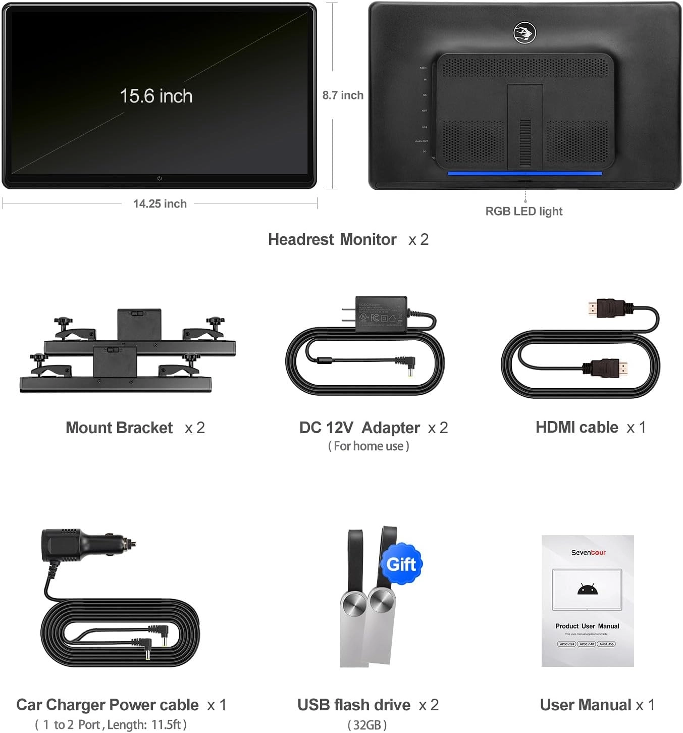 Car Headrest Monitor - 15.6 inch