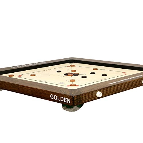 Golden Carrom Board - 12mm Champion with Coins Striker & Cover