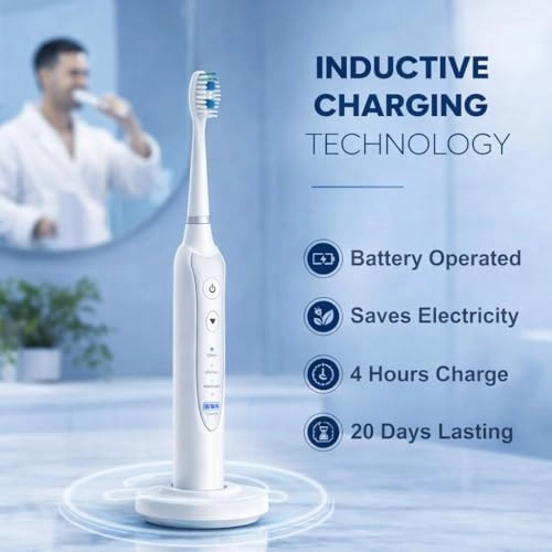 Sonic Toothbrush - 3 Brushing Modes 5 Replacement Heads Inductive Charging