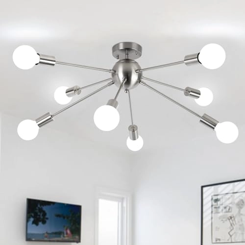 Sputnik Chandelier - 8 Lights Nickel