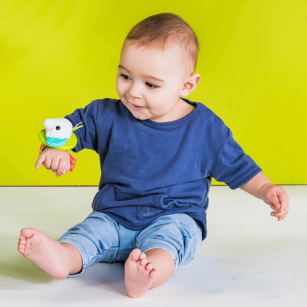 Rattle & Teethe Wrist Toy - Monkey & Elephant - BPA-free silicone
