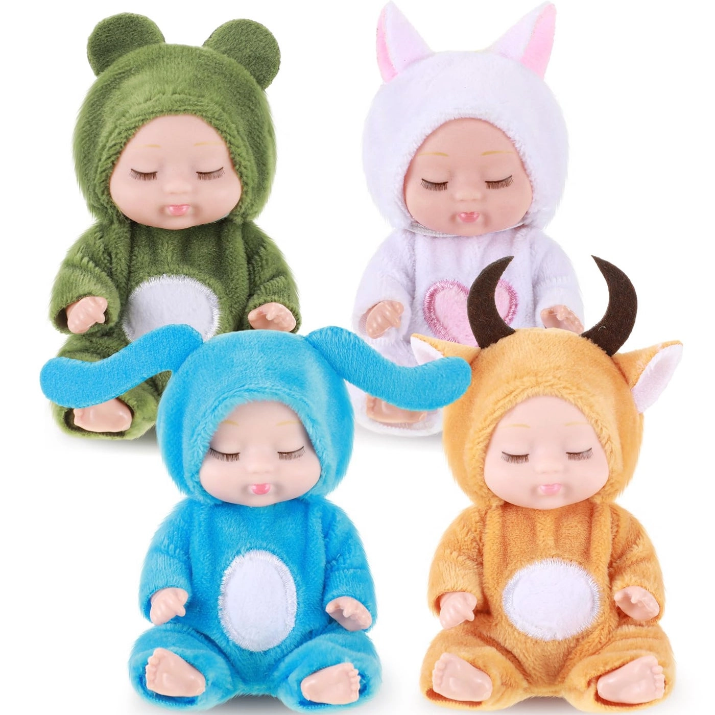 Reborn Baby Doll - 4 Inch Animal Clothes 4 Pcs Bundle