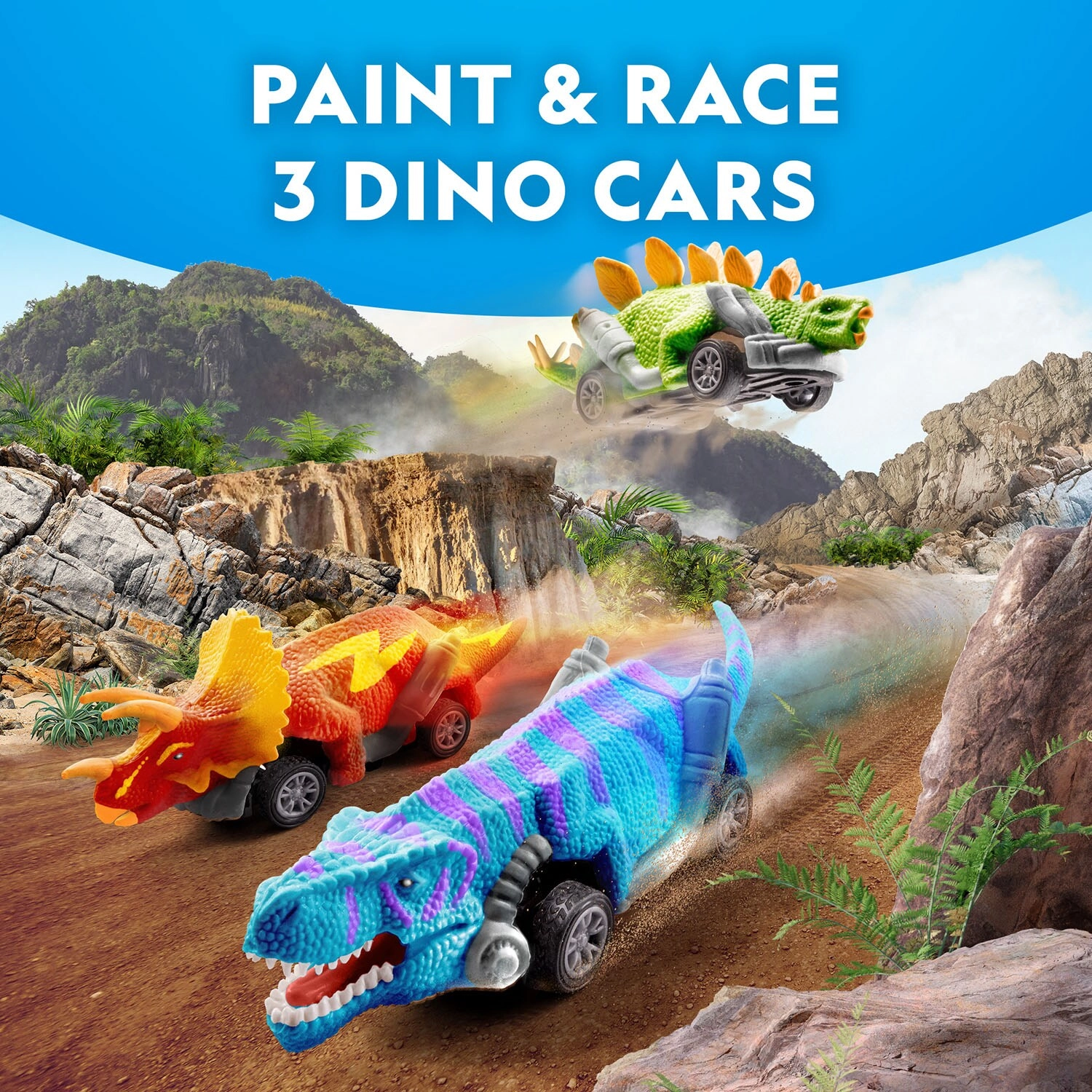 Paint Your Own Dino Race Cars - 4 years+ 3 pieces