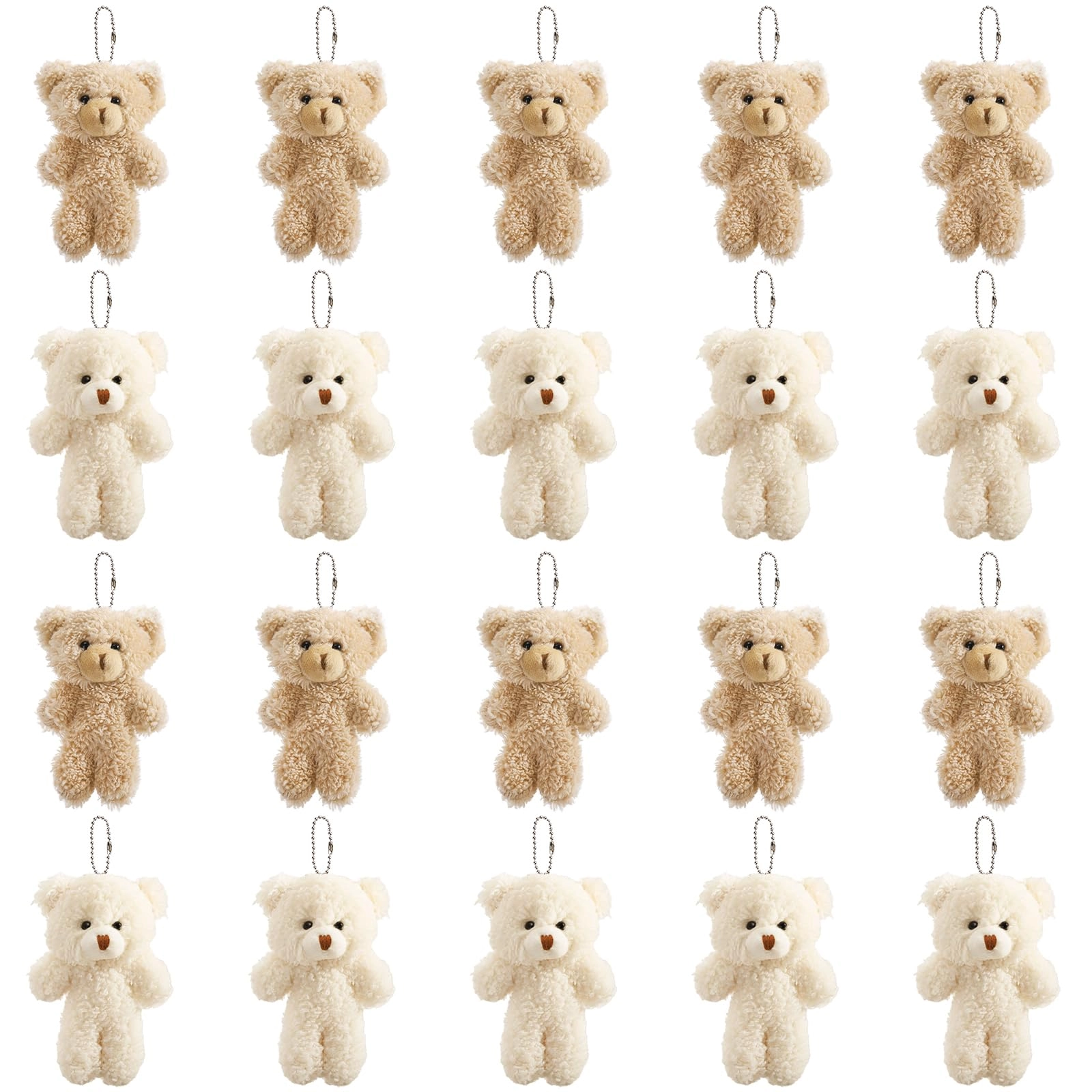 TOPZEA Mini Stuffed Plush Teddy Bears - 4.7" Brown & White 20 Pack