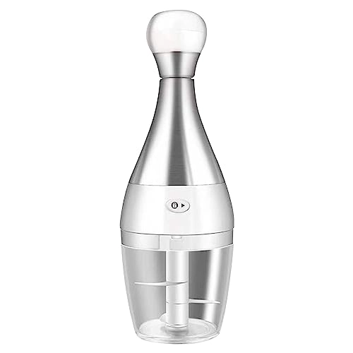 Hand Food Chopper - 304 Stainless Steel Silver & White
