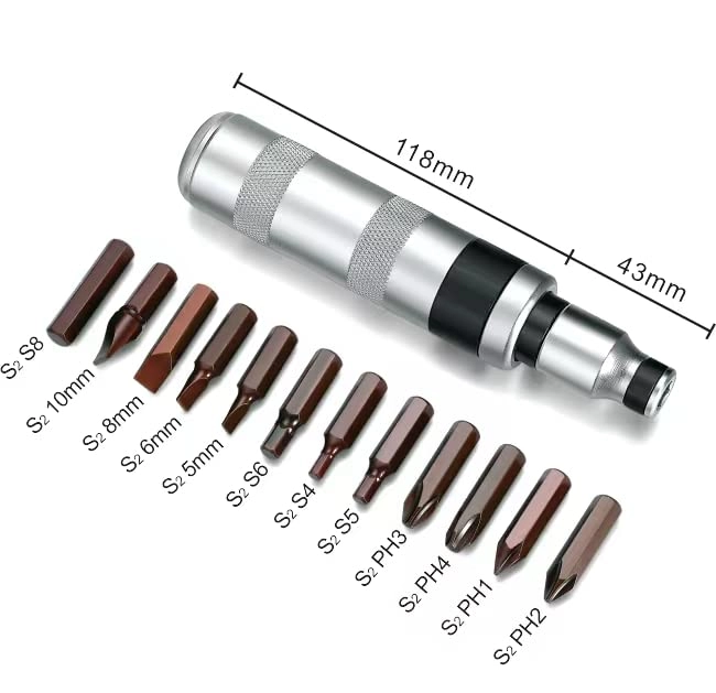 Impact Driver Set Slotted and Phillips Screwdriver Set (12 Pcs)