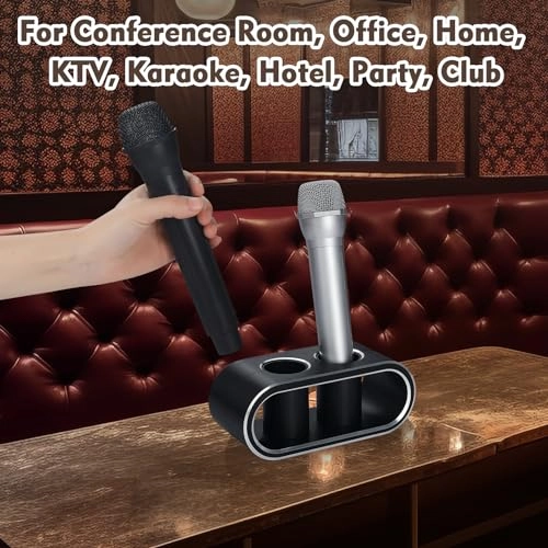 Desktop Microphones Storage Holder - M Brushed black Aluminum
