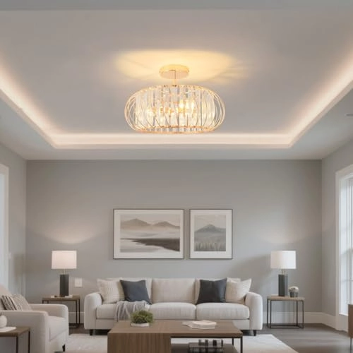 E27 Crystal Ceiling Lamp - 3 lights 36.5 cm