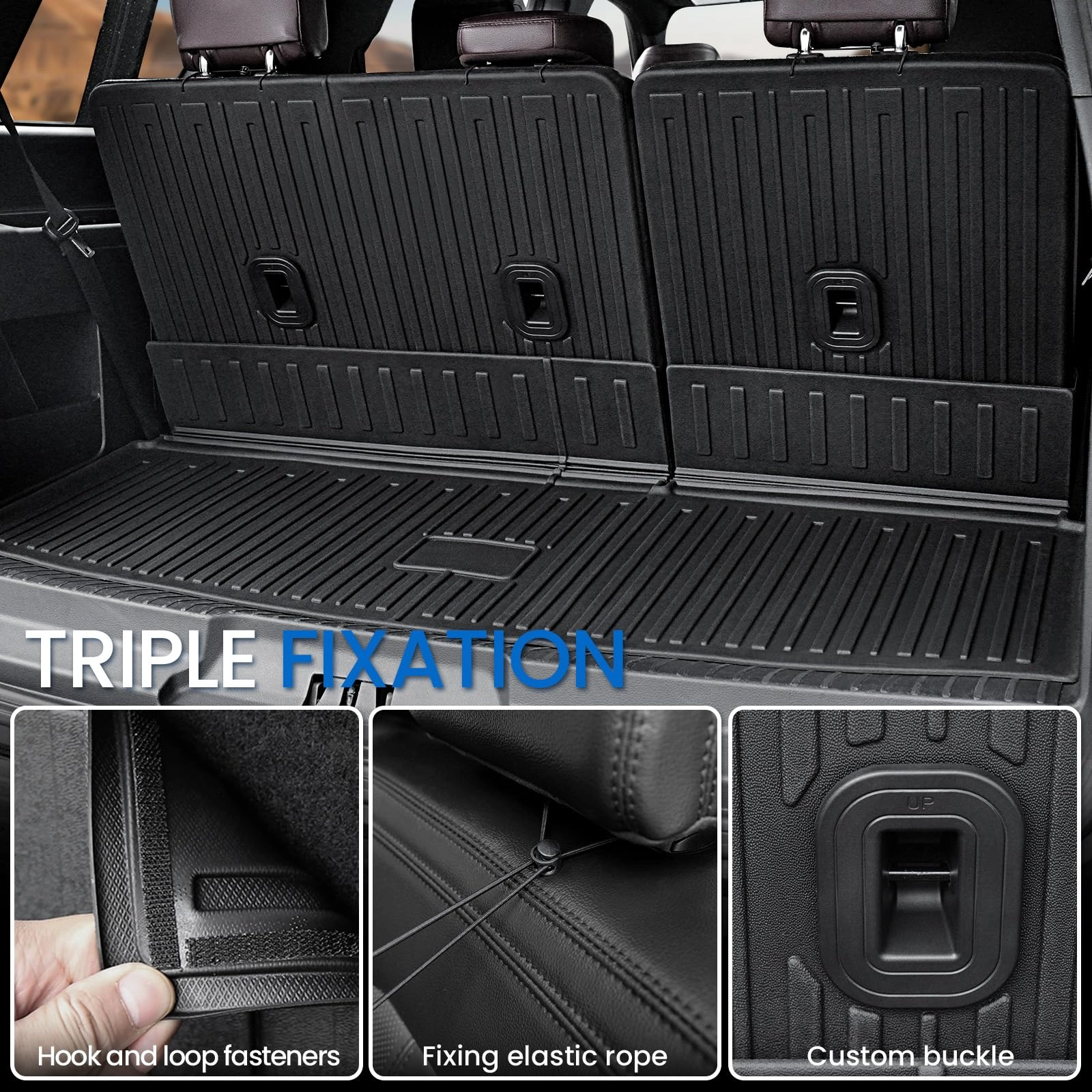 Cargo Mat - All Weather Black + 3rd Row Backrest Mat - 2018-2024 7/8 Seat