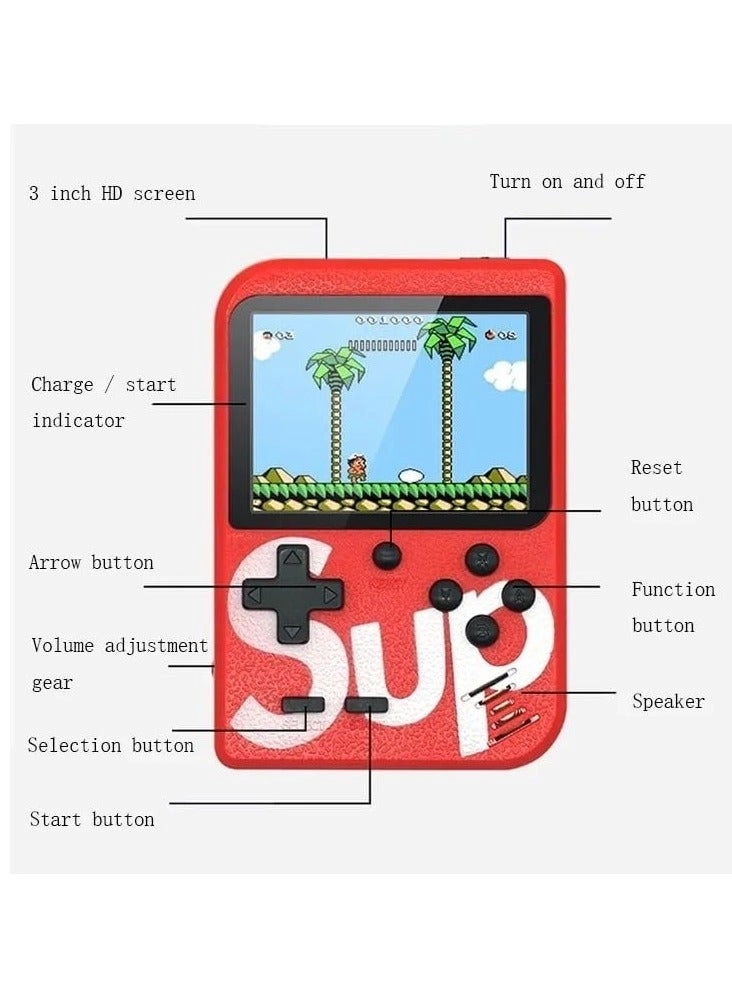 Handheld Game Console - 400 Built-in Games 3-Inch Color Screen Rechargeable Battery