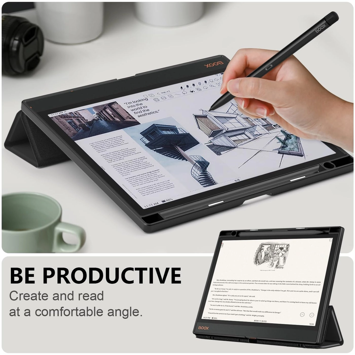Folio Case with Hand Pen Holder and Auto Sleep/Wake for BOOX Tablet Note Air 4C Air3 10.3-inch (2024)