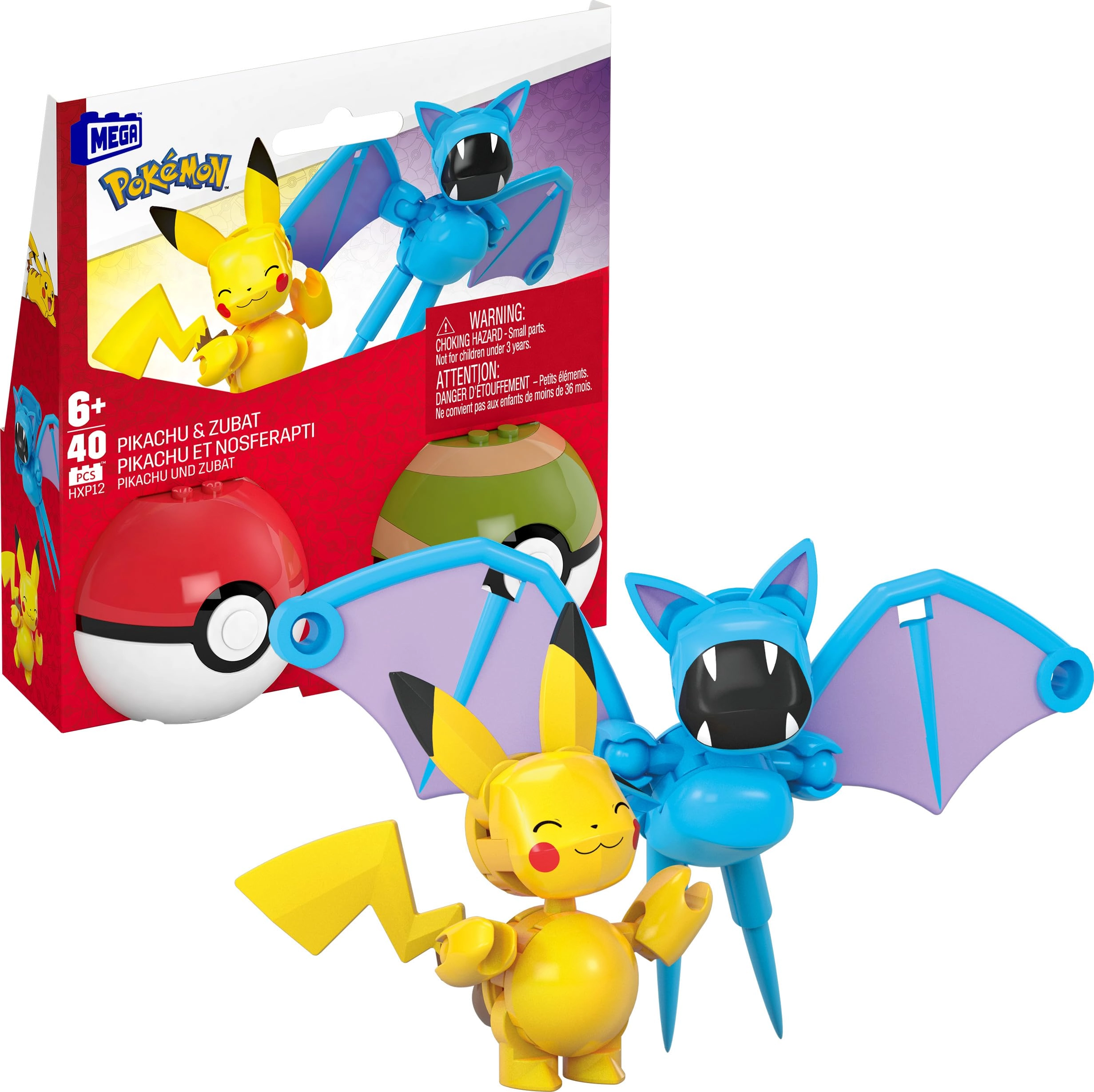 MEGA Pokémon Building Toys - Pikachu & Zubat 40 pcs