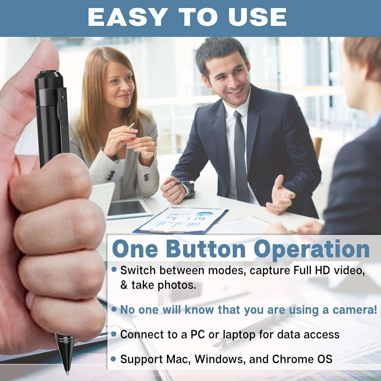 Hidden Spy Camera Pen - 32GB 1080p