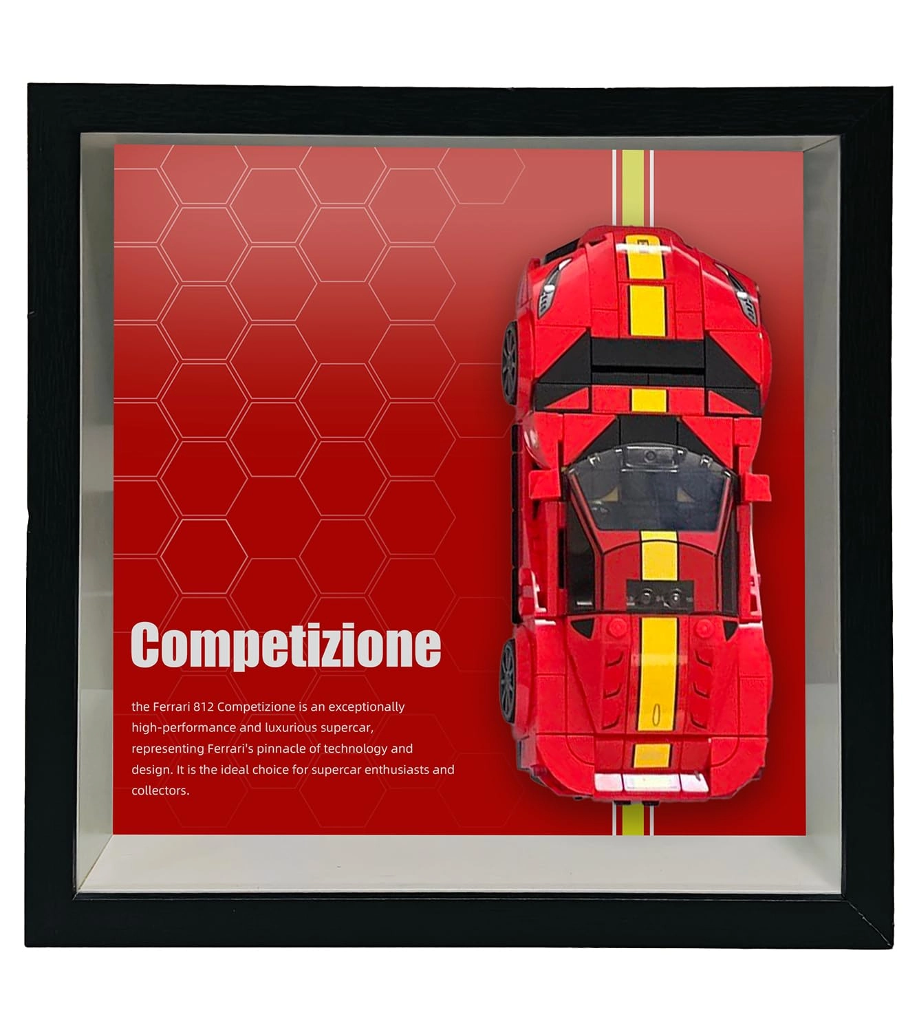 iCUANUTY Display Wall Board for LEGO Speed Champions Ferrari 812 Competizione 76914 - 20.5X20.5cm
