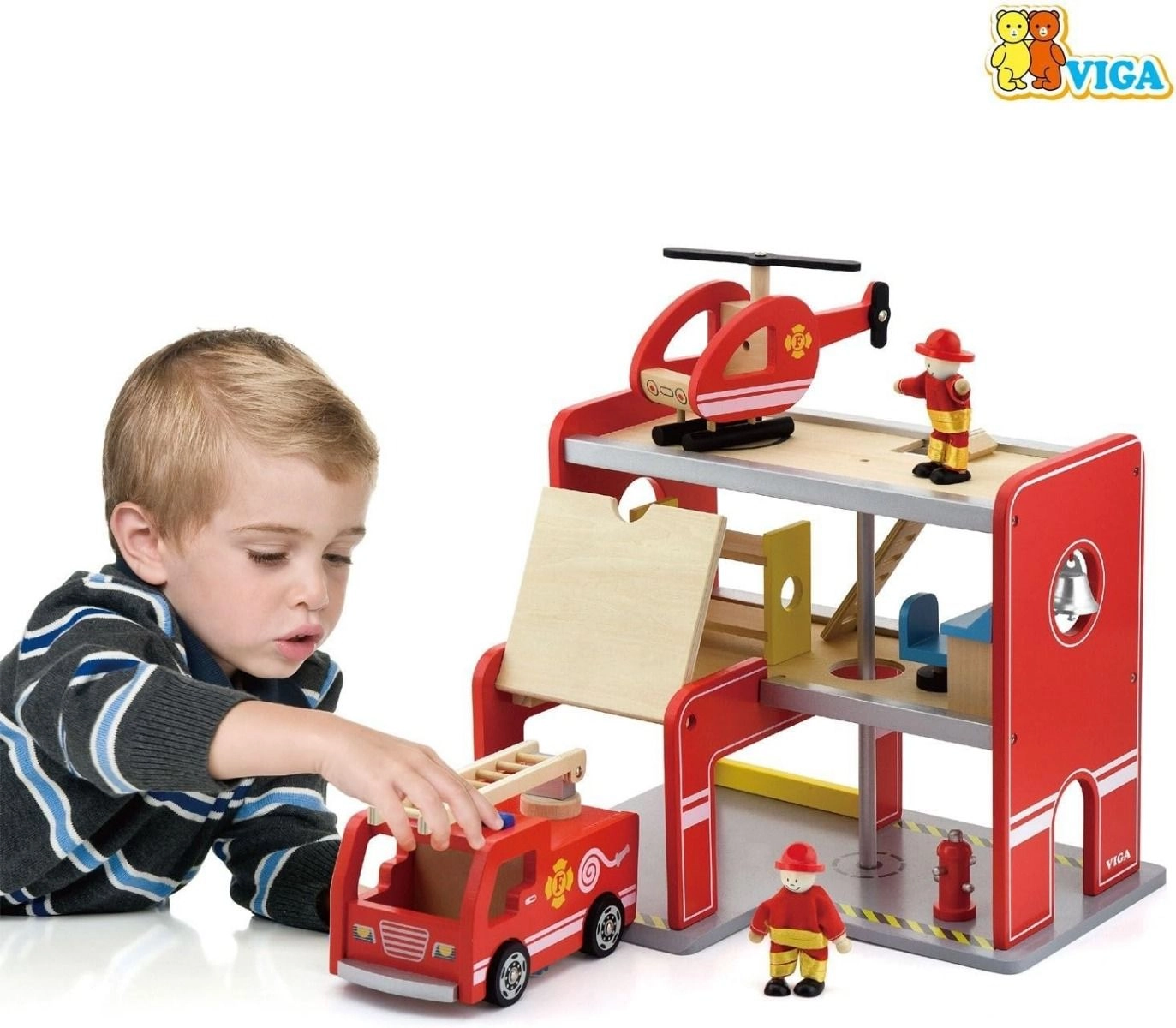 Wooden Fire Station With Accessories (SW-50828)