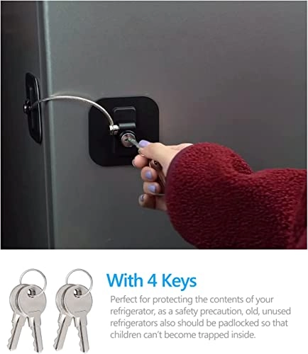 Fridge Door Lock - 1PC 2 Keys Black