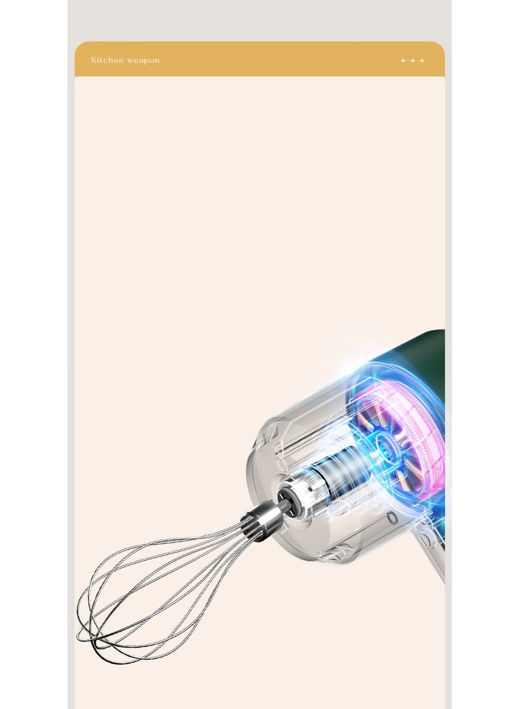 Cordless Handheld Electric Mixer - Rechargeable Green