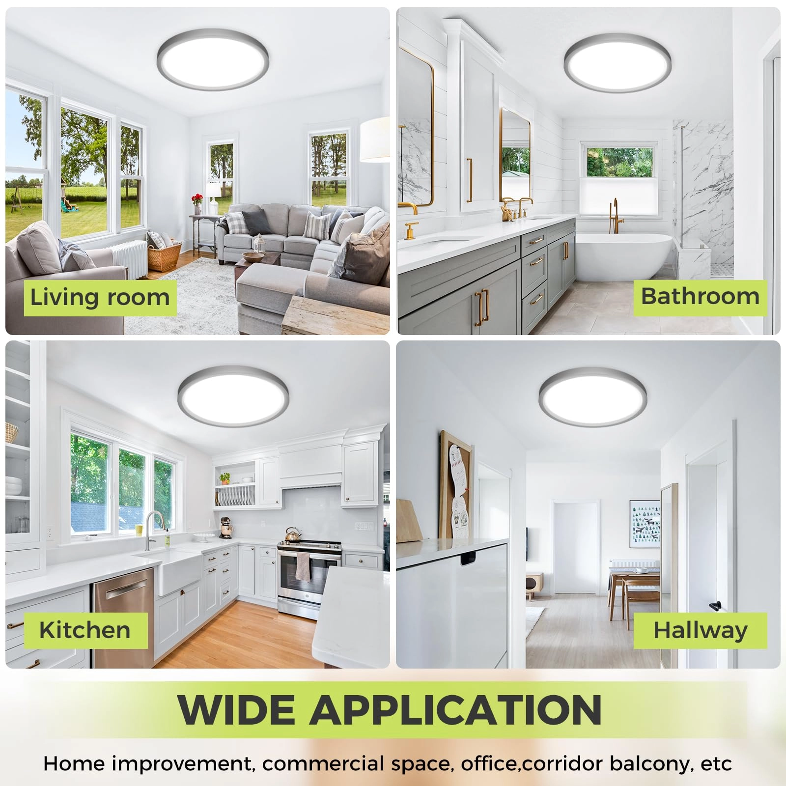 Dimmable Flush Mount LED Ceiling Light - 3000K-4500K-6000K