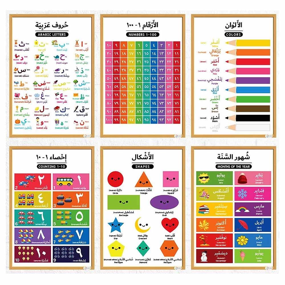 Arabic Educational Preschool Posters Chart - thick paper card 44.6 x 33 x 0.9 cm
