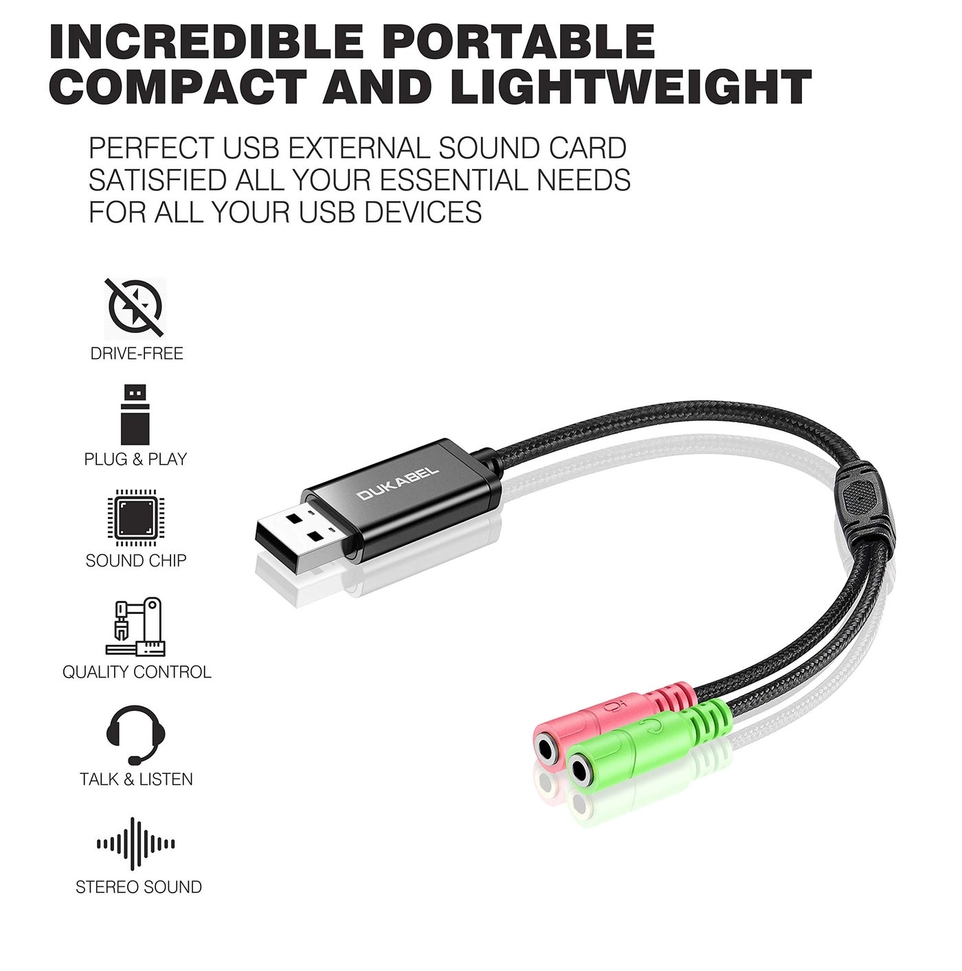 USB to 3.5mm Jack TRS AUX Adapter - 9.8inch