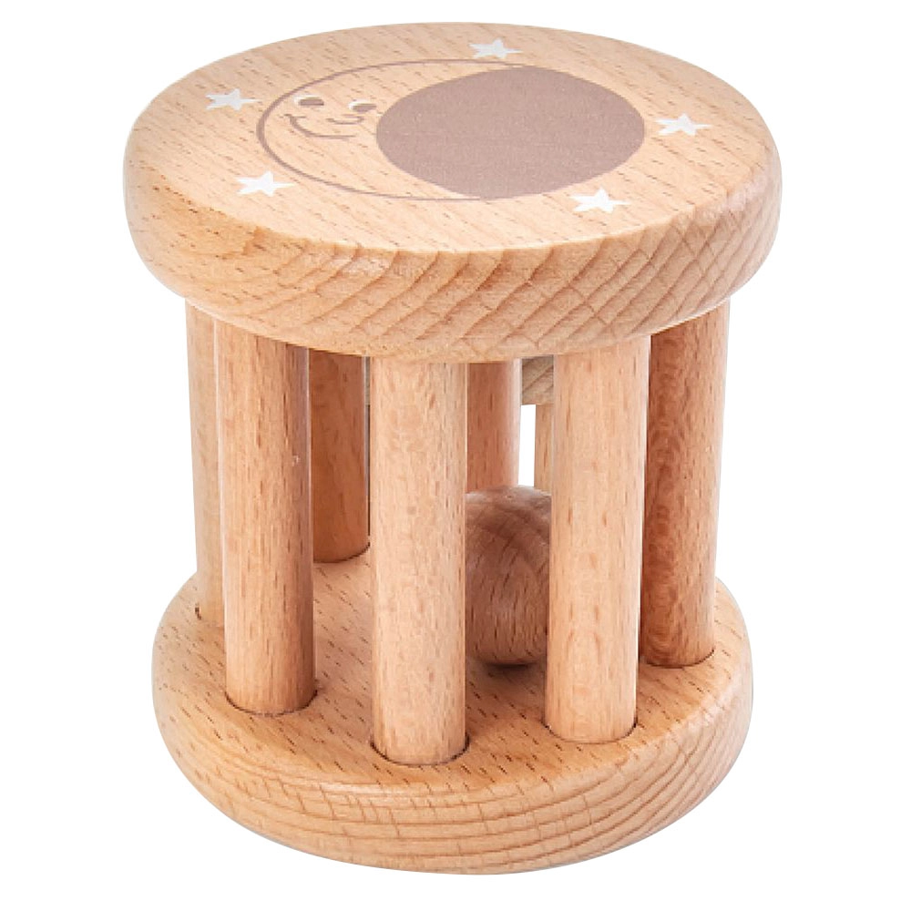 Bimbly Wooden Rolling Rattle Toy - 0 to 6 months