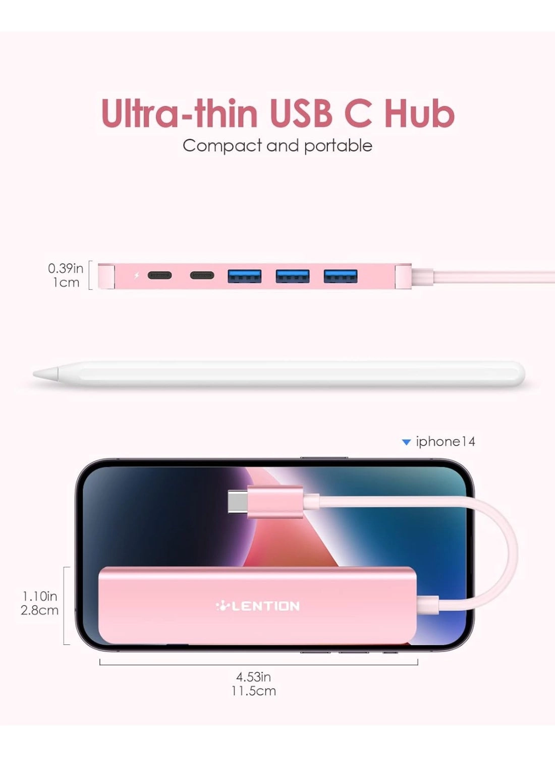 USB C Hub - 6 in 1 4K HDMI 100W PD