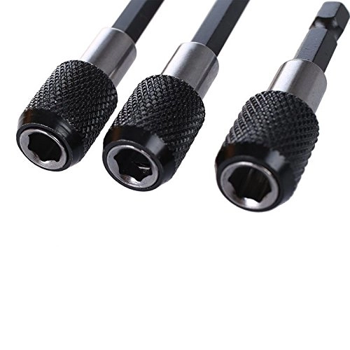 105 Degree Right Angle Driver - 1/4" Hex Shank + Magnetic Drill Bit Holder - 3pcs 60mm/100mm/150mm