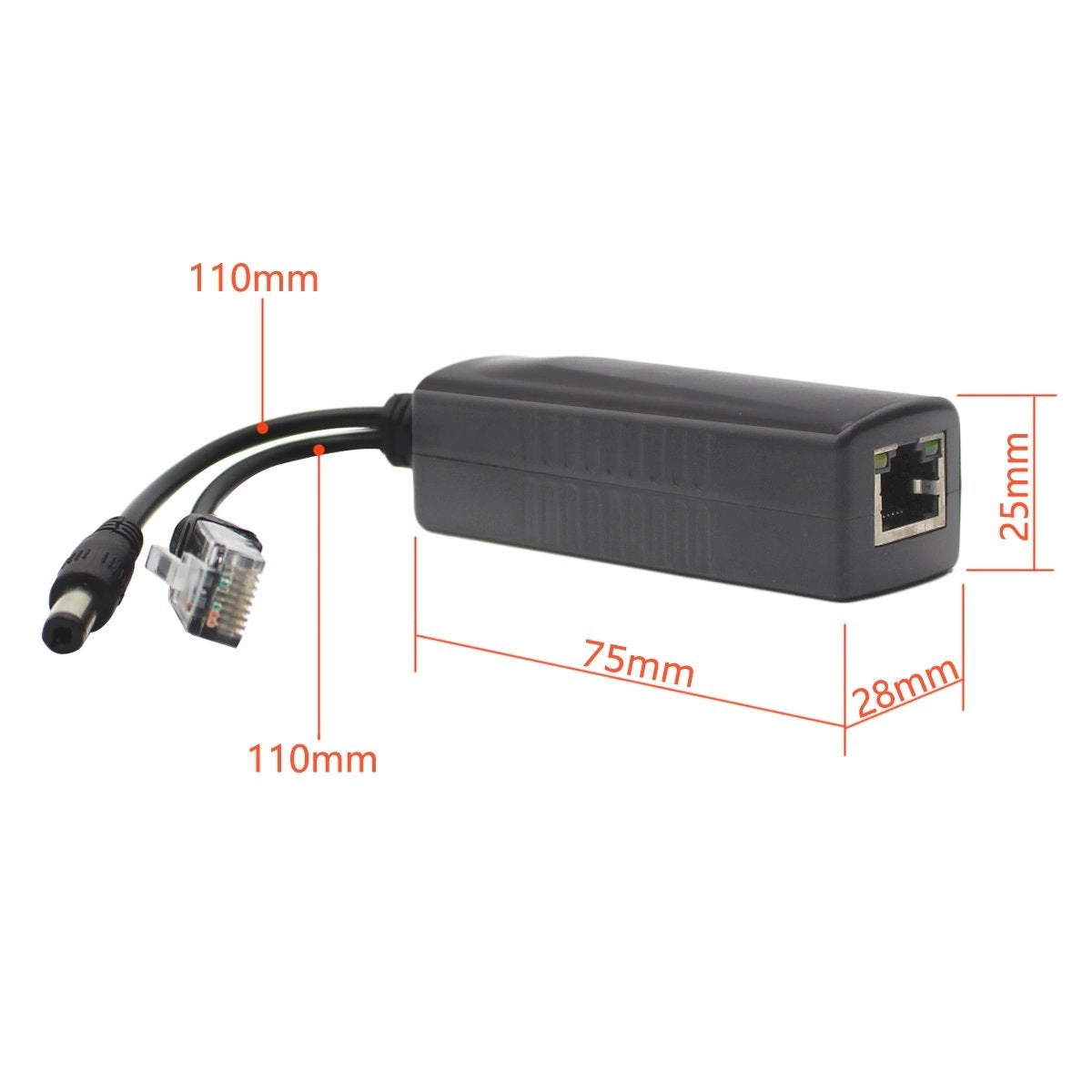 PoE Splitter Adapter - 48V to 12V IEEE 802.3af 10/100Mbps Pack