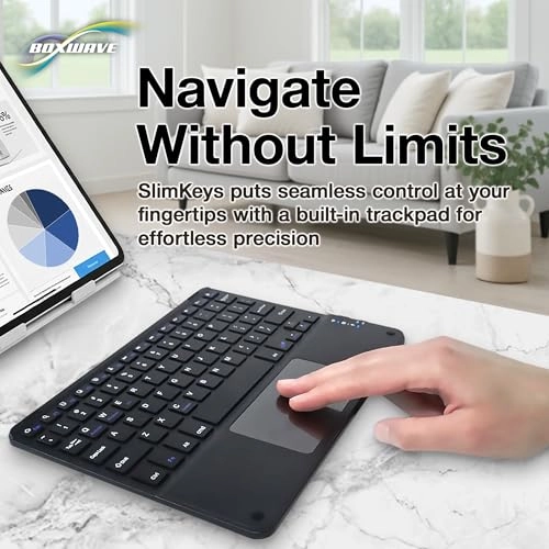 SlimKeys Bluetooth Keyboard - for Samsung Galaxy S24 Ultra Trackpad Jet Black