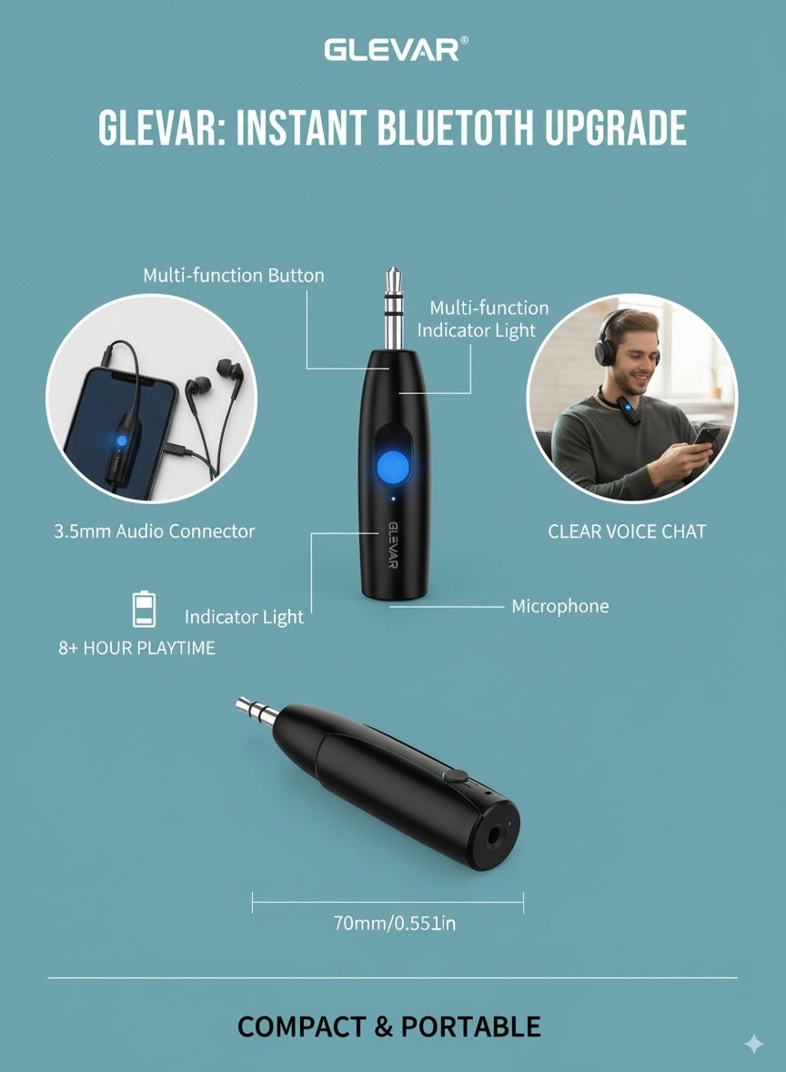 Bluetooth Audio Receiver - 3.5mm USB Rechargeable