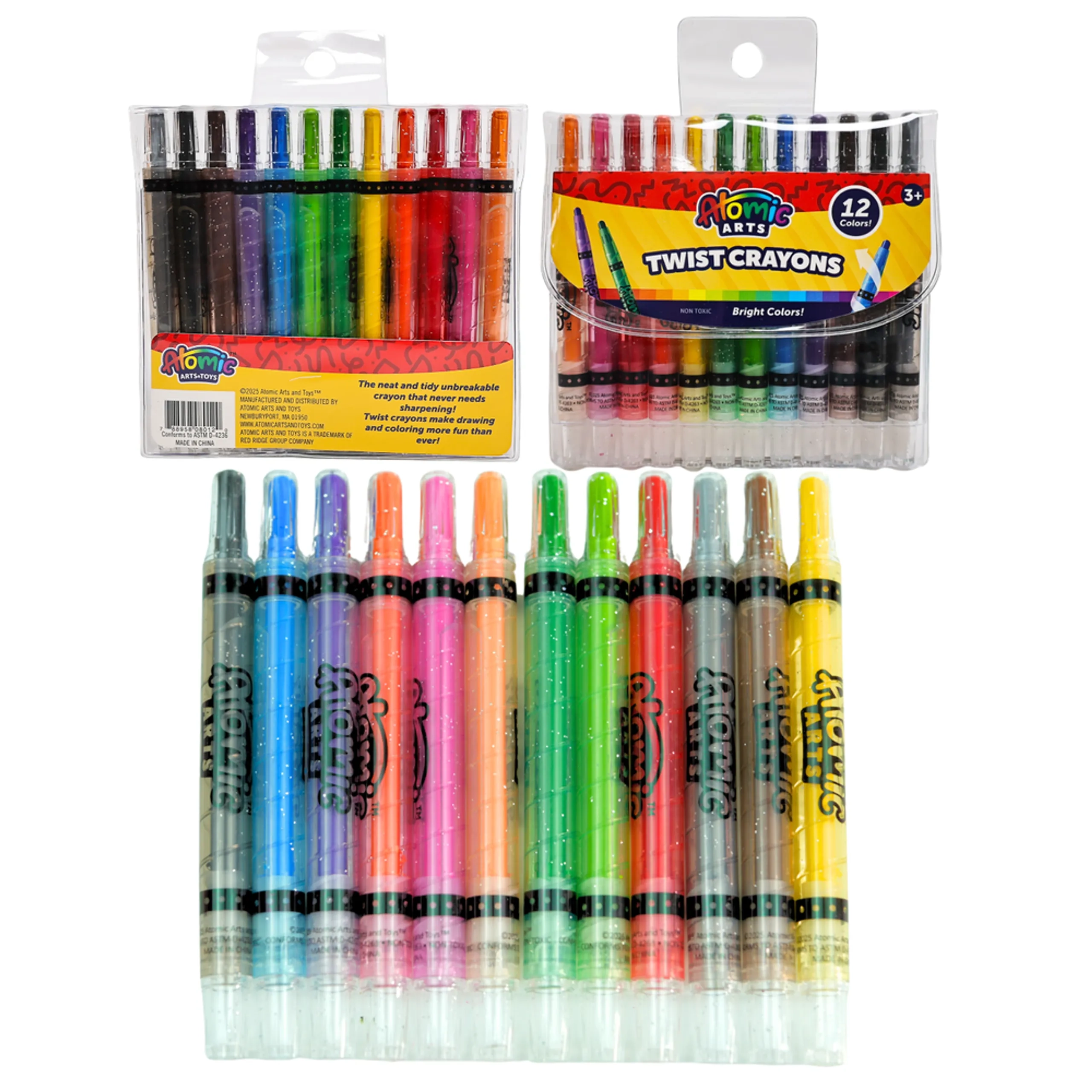 Atomic Arts Twist Crayons - 12 Pcs