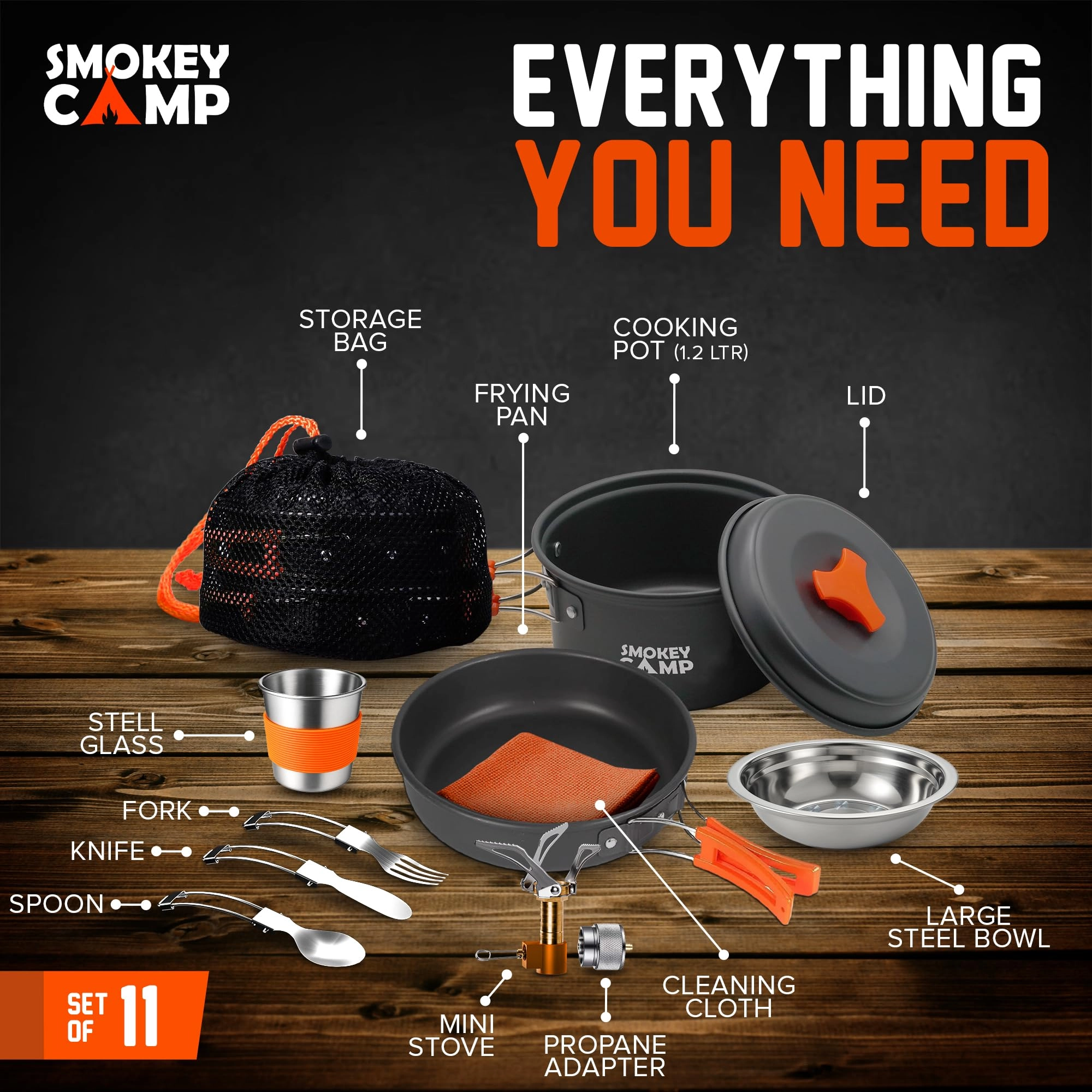 Camping Cookware Mess Kit - 11 piece(s)