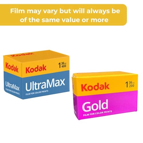 35mm Reusable Film Camera + Ultramax 400 - 36exp + Gold 200 - 36exp + Battery - AAA + Lens Cloth - Black + Photography Tips Card