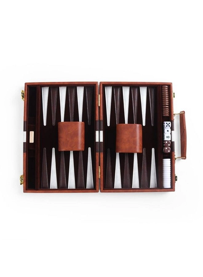 Backgammon Set - 11 Inch Blue Premium Leather Case