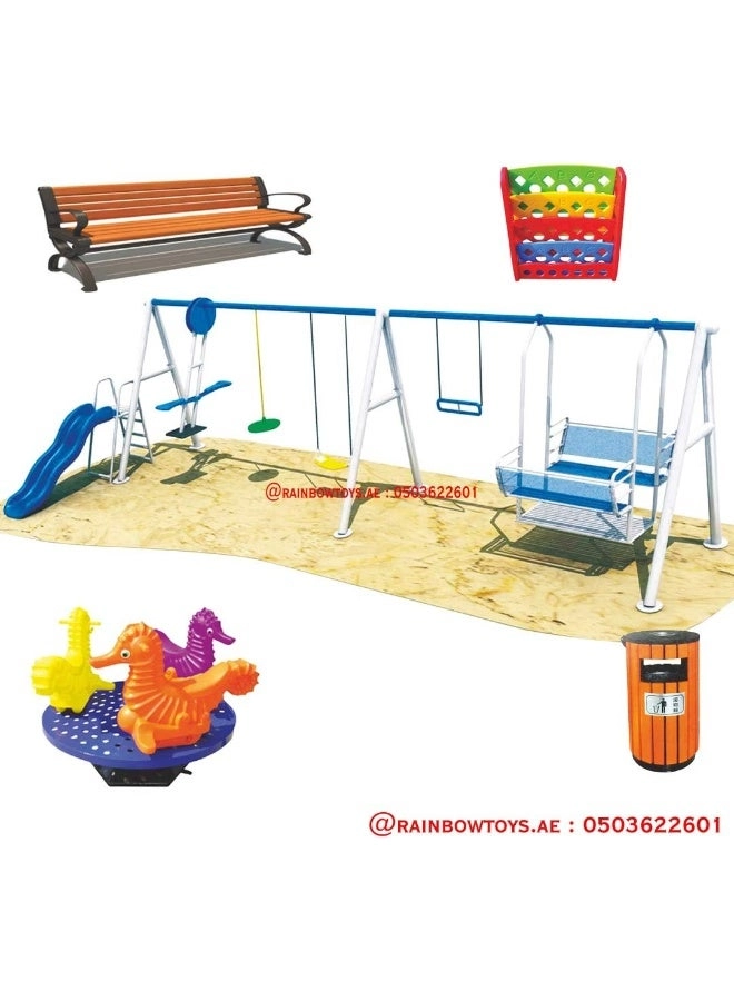 Multi Purpose Kids Outdoor Playing Equipments - 770x320x280cm 2+ Years