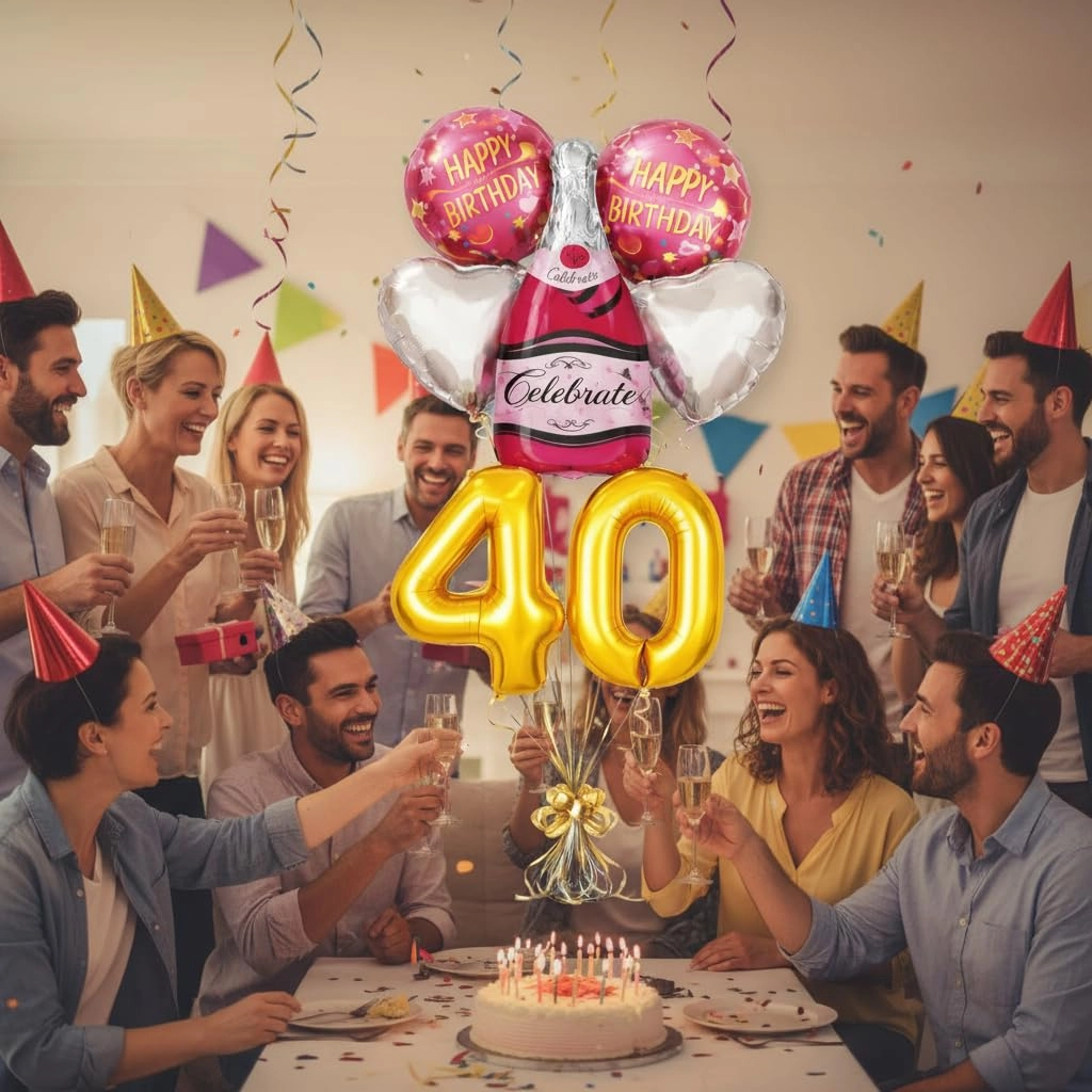 Number 40 Birthday Balloons Set - 6 Count Birthday