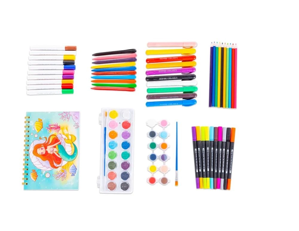 Art Supplies Carrying Case - 82 Pcs colored pencils crayons watercolors markers