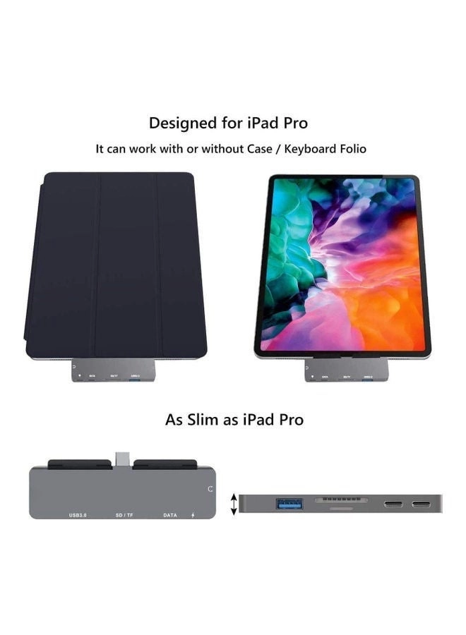 USB Type C Hub - 7 in 1 Grey
