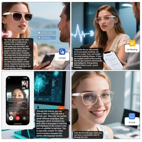 AI Smart Glasses - Bluetooth 5.4 150+ Languages