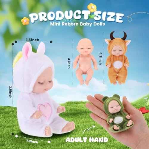 Reborn Baby Doll - 4 Inch Animal Clothes 4 Pcs Bundle