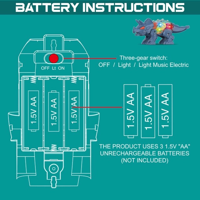 Electric DIY Gear Dinosaur - Light and Sound Blue