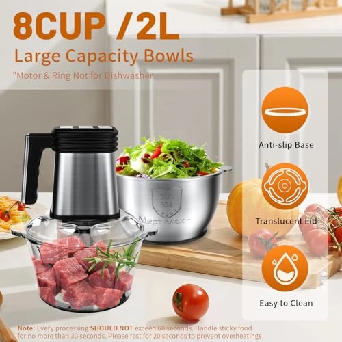 Electric Food Processor - 8 Cup+8 Cup 300 watts