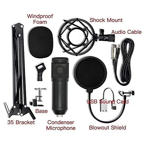 BM-800 - Black+silver + USB Sound Card + Mount Stand